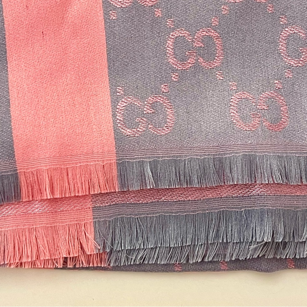 Monogram Oversized Scarf - Gray & Pink - Picture 2 of 7